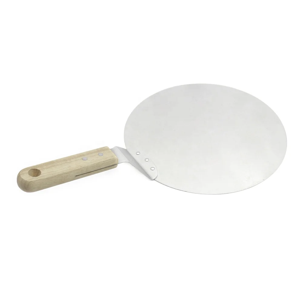 10-Inch Stainless Steel Foldable Pizza Spatula with Wood Handle Customizable Logo Box Packed Pizza Peel Tool