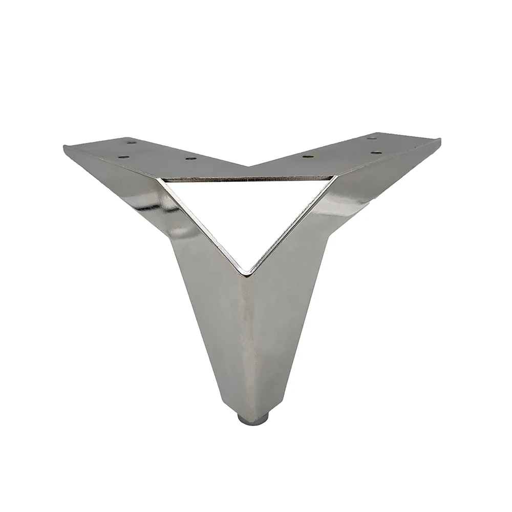 12cm High 409G Hollow Three-Pronged Chrome Plated Sofa Feet for Apartment Home Office Basement Wine Cellar 2.5mm Thickness