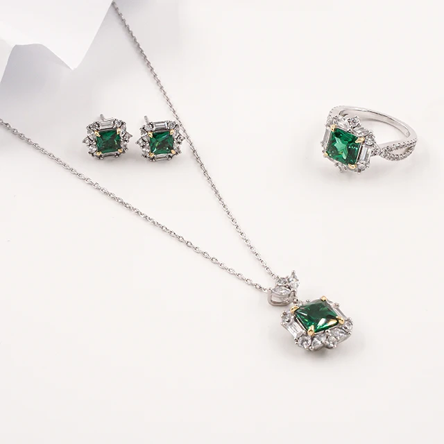 Trendy 925 Sterling Silver Jewelry Sets Gold Plating Diamond Zircon Stones Wedding Engagement Party Also Available Rose Gold