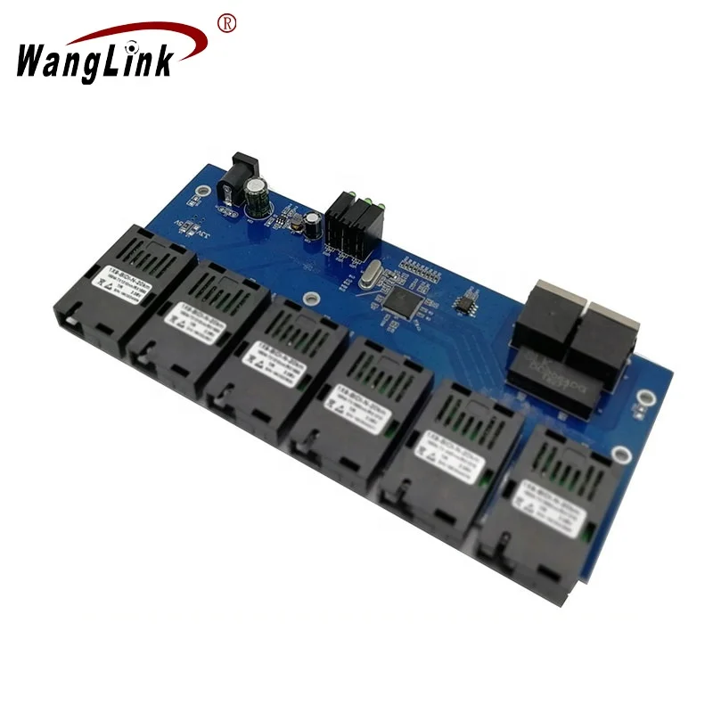 6F2E 10/100M Одномодовый 2 * RJ45 и 6 SC волоконный порт переключатель быстрого Ethernet преобразователь печатная плата