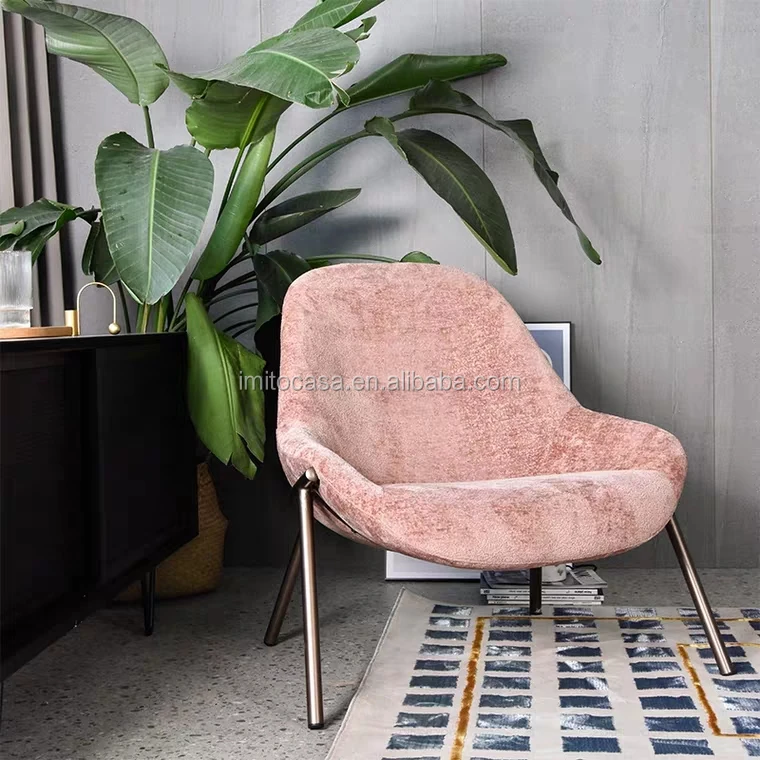 
Italy New Design Living Room Pink Velvet Lounge Chair Lovely Home Fabric Recliner Chair Modern Quality Accent Chair 