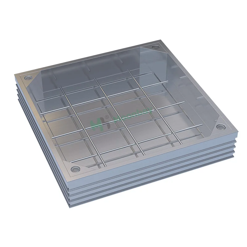 Rectangle modern Invisible type aluminum manhole cover lockable alloy with frame outdoor metal building material