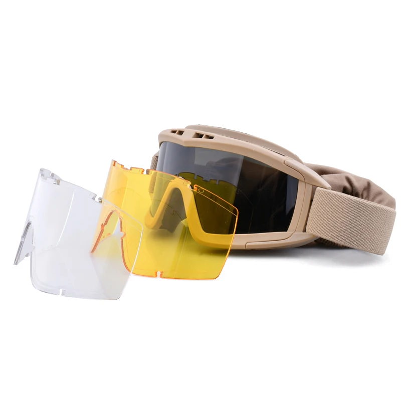 High Quality Tactical Goggles Shooting Sunglasses 3 Lens  Paintball Motorcycle Windproof CS game Glasses