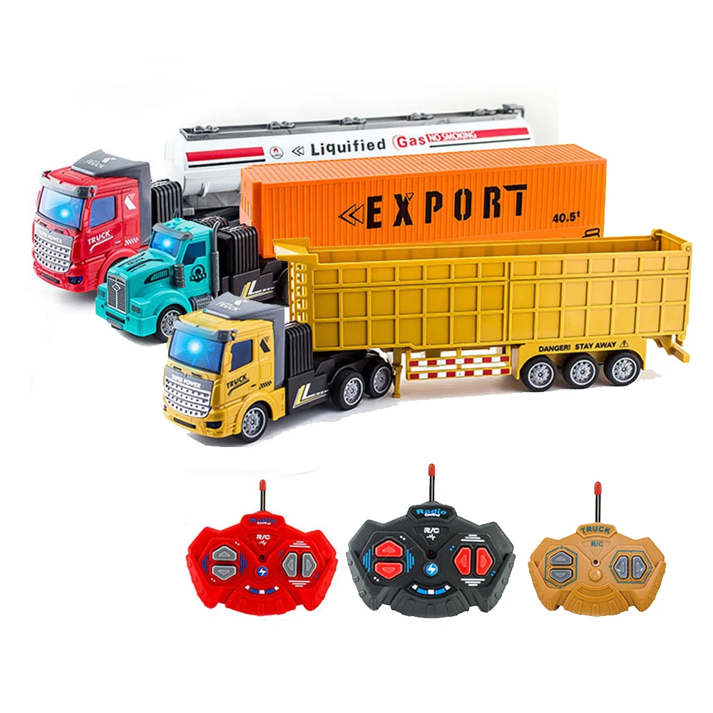 Rc Hobby Truck Kids Playing Games Heavy Transport Dump Dumper Transporter Container Car Toy Remote Control Car