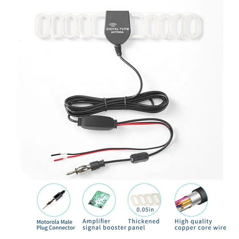 Universal Car FM Antenna 20dB Amplifier 3M cable Windshield Hidden Antenna for Car Truck Car Radio Stereo Active antenna
