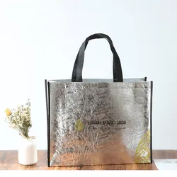 Silver Custom Bronzing Premium Non Woven Bag Fashion Shopping Bag Clothing Packaging premium tote bag