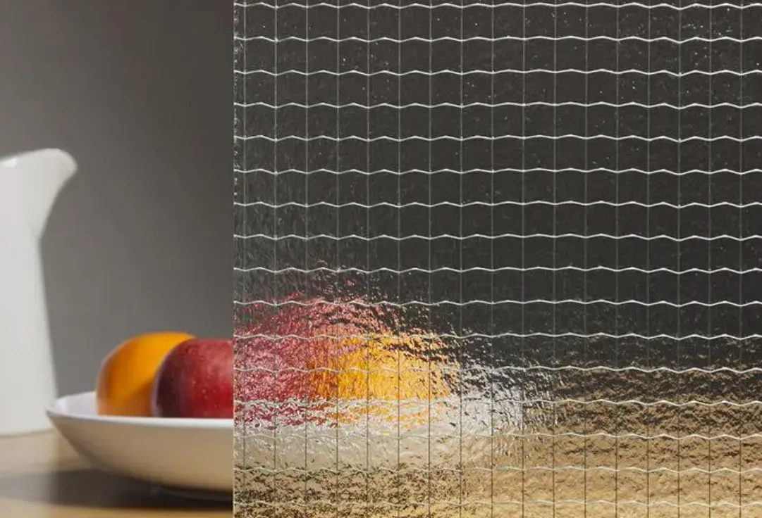 building door clear colored nashiji pattern 6mm thickness wire reinforced glass price