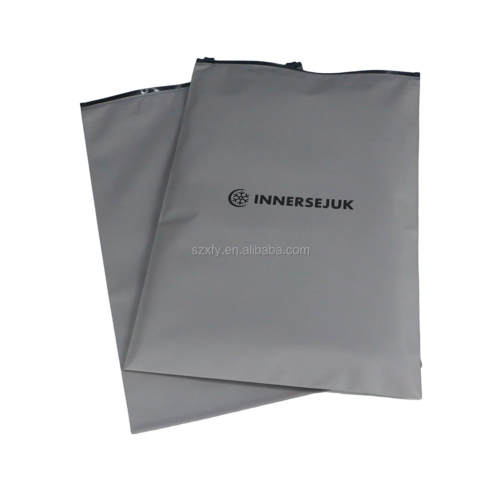 Waterproof Cloth Zipper Bags Mylar Bag Reclosable Frosted Zip Lock Bag Custom Printed Clothes Plastic Packaging Big Pillow Black