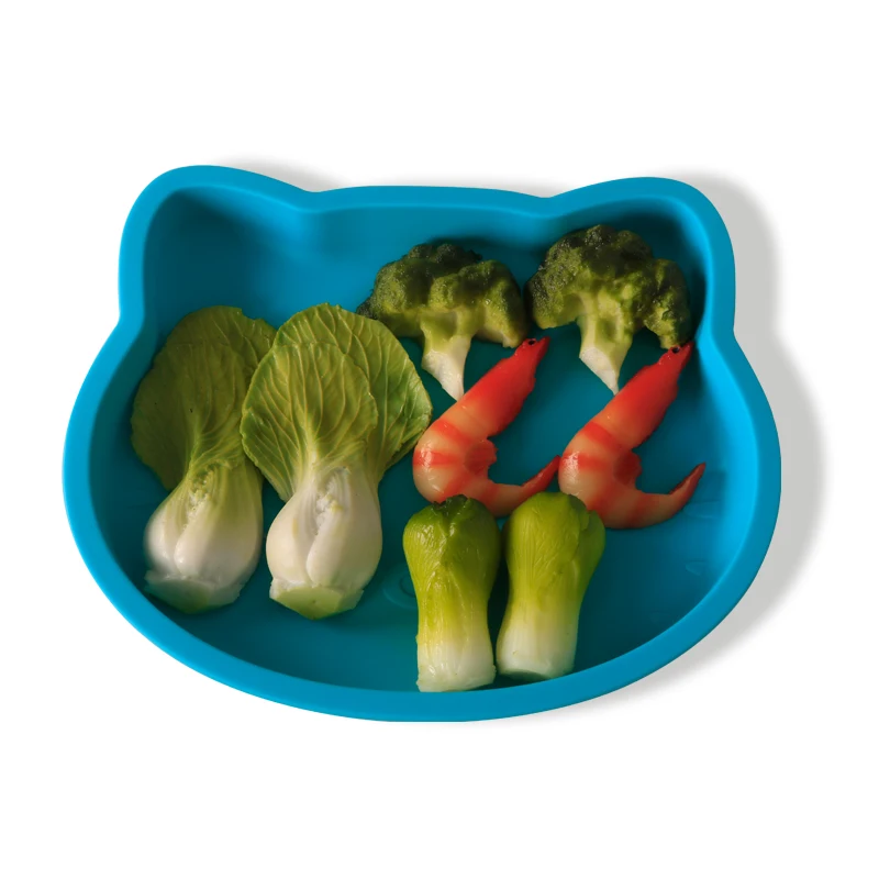 Leatchliving Hot Selling Cat Shape Silicone Dinner Plate Silicone Cute Plate for kids