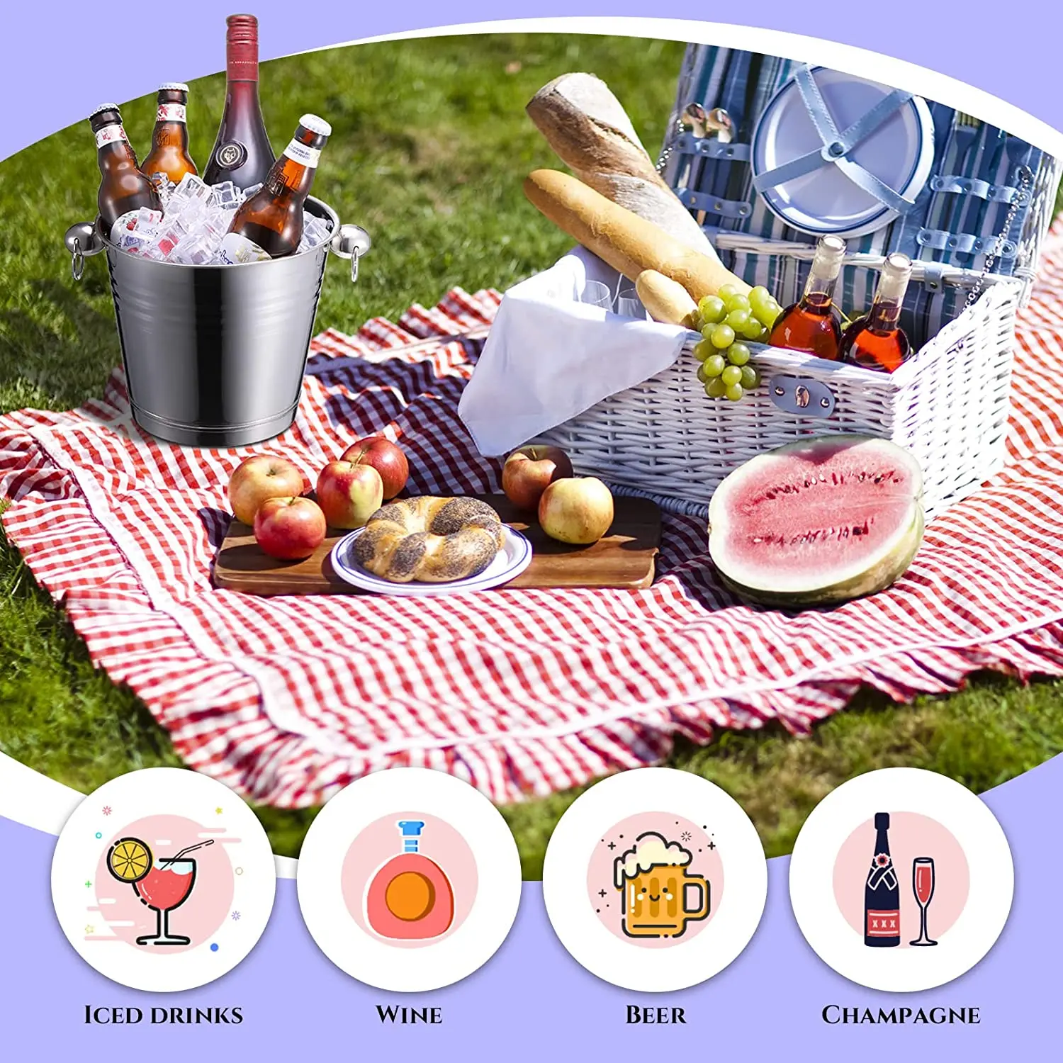 Custom Logo 6 Liter Stainless Steel 201 Metal Ice Cooler Bucket Champagne ice Buckets for party