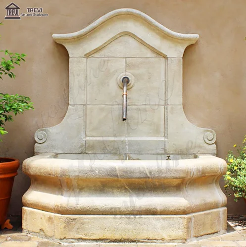 Factory Cheap Price Hand Carved Outdoor Garden White Beige Stone Marble Wall Fountain For Sale