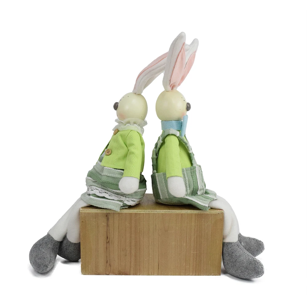 Factory Easter Decor Home 2024 Handcraft Rabbit Ornaments Gifts Sitting Bendable Long Ear Plush Bunny