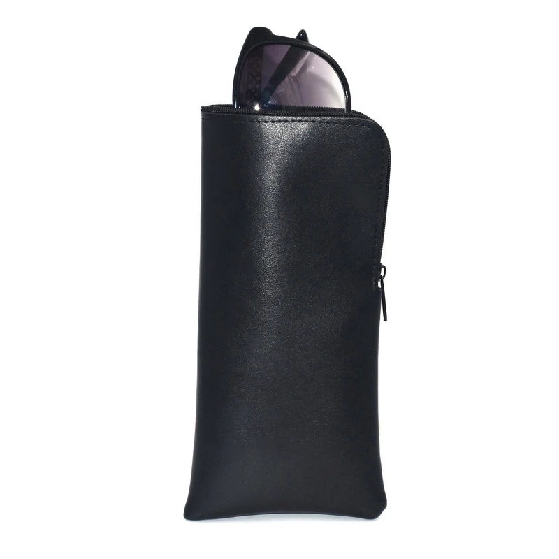 Ready Stock PU Leather zipper Glasses Case zipper Sunglasses Leather Pouch