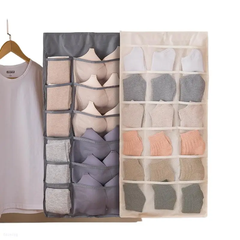 FM fabric wall hanging underwear storage bag socks Household closet double sided wholesale