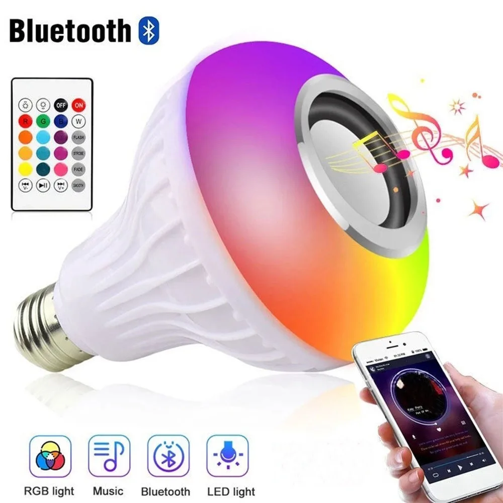 Bluetooth Music Globe Smart Bluetooth Music Bulb E27 Wireless App with Remote Control Music Stage Lights