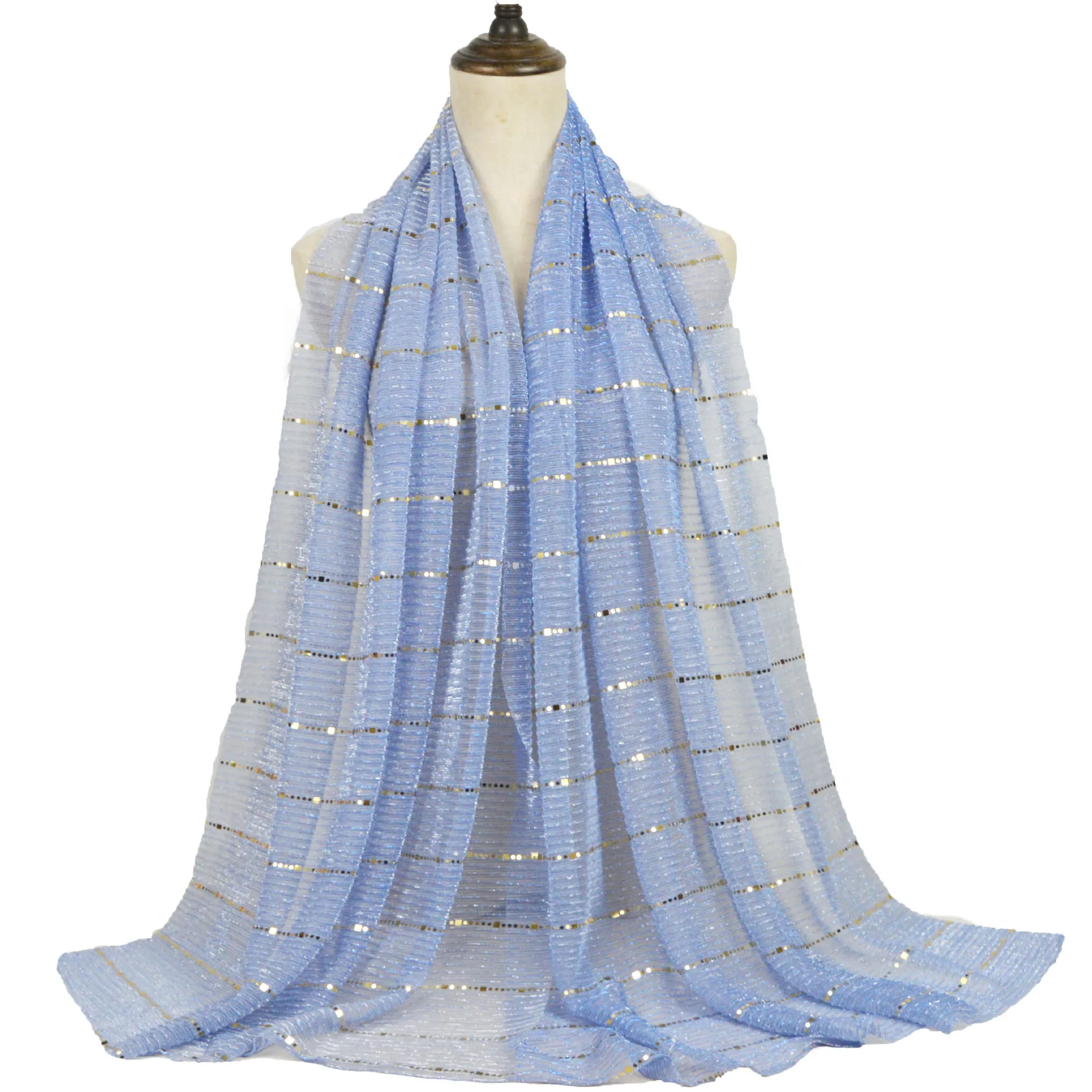 New Style Hijab Islamic Women Luxury Moonlight Beautiful Pleated Crinkle Glitter Shawl Scarf Muslim Wrap
