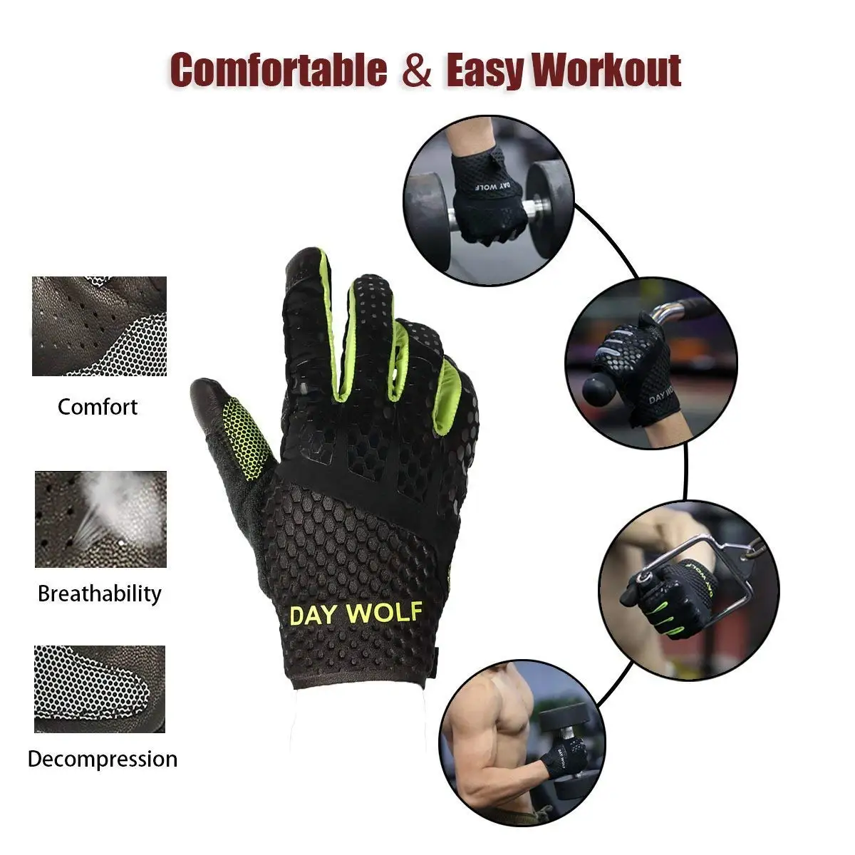 Day Wolf Custom High Quality Breathable Gym Gloves Sports Workout Men Women Fundamental Training Fitness Gym Gloves