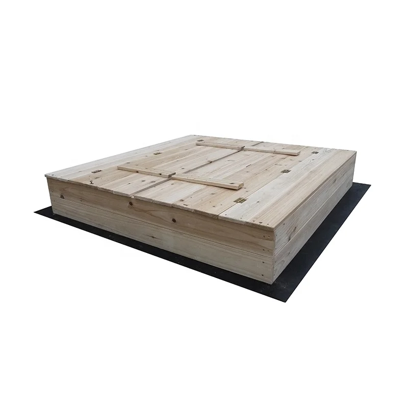 wooden children outdoor sandpit sandbox with folding cover play set for