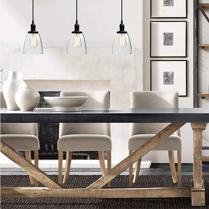 Nordic loft vintage industrial pendent light bar coffee shop glass shade pendant lamp