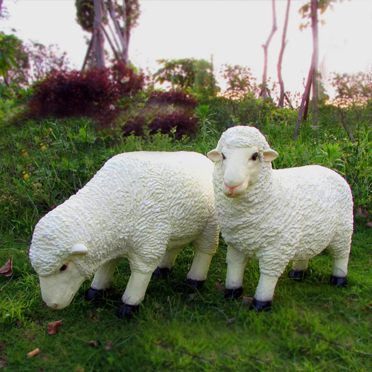 Polyresin outdoor life size resin sheep statue