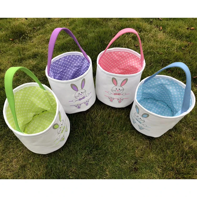 Customized Easter Decoration Gift Egg Basket Bucket Monogrammed Rabbit Bunny Easter Bucket