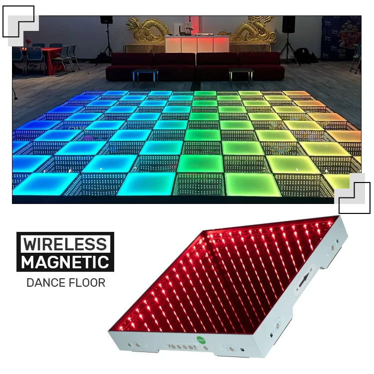 portable magnet 3d infinity mirror party stage light up led magnet dancing floor for dj disco night club