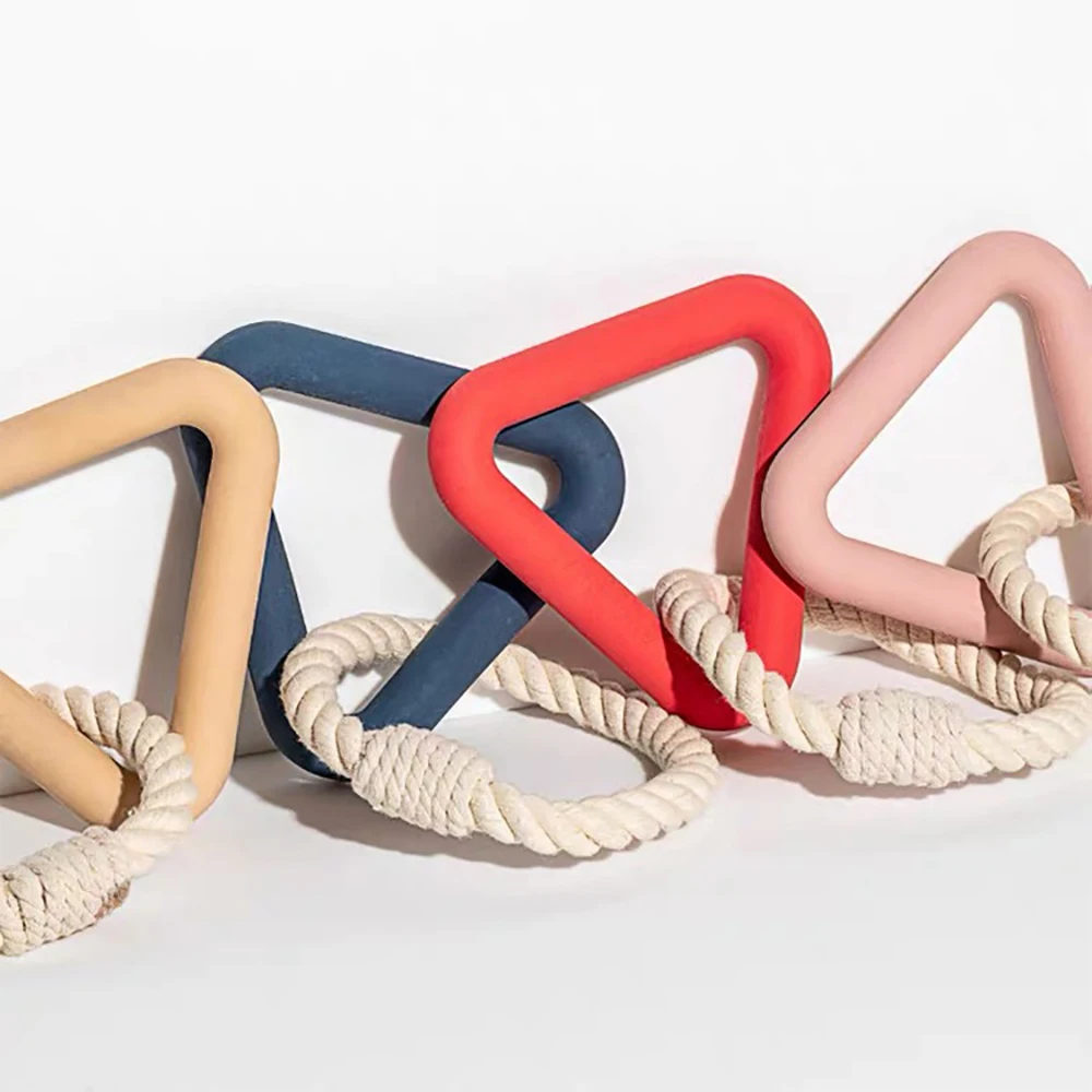 Triangle Tug Pet Dog Toy bite resistant TPR Material Durable Pet Dog Interactive Chew Rope Toy for Medium and Large Breeds