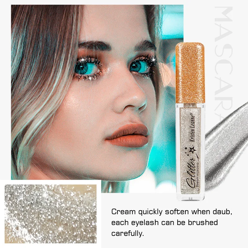 Natrual Diamond Glitter Mascara Quick Dry Long Lasting Makeup Waterproof Mascara 7 colors Shiny Eyelash Mascara wands