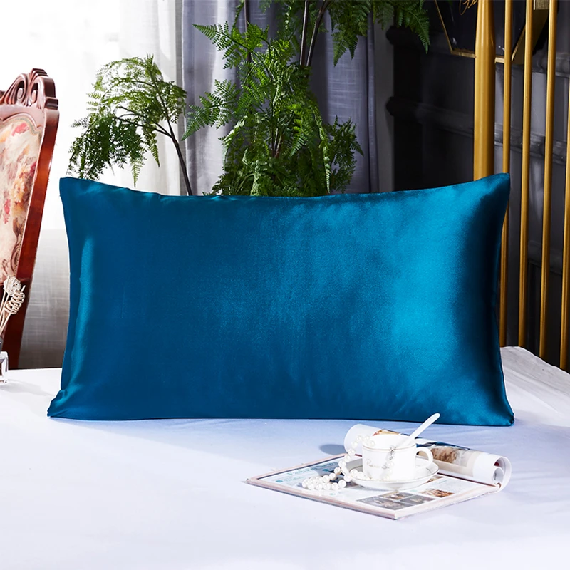 Hot Sale Comfortable And Smooth Royal Blue Silk Pillowcase 100% Nature Mulberry Silk Pillow Cover Of Queen Size