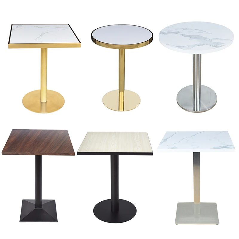 Oem & Odm Modern Chinese Commercial Tavoli Ristorante Furniture Restaurant Dining Table With Simple Black Square Table Top