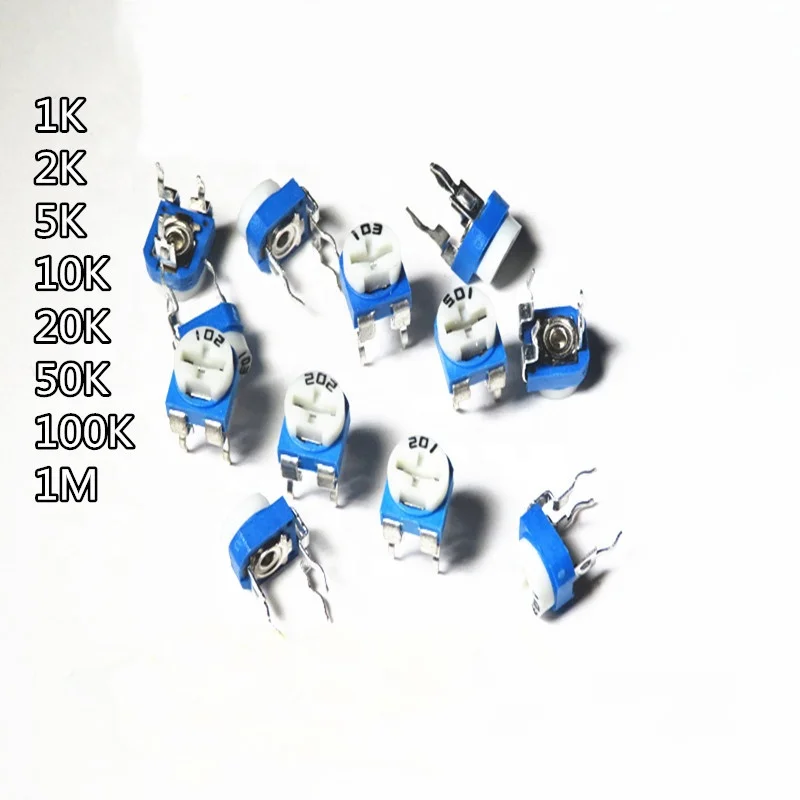  RM065 RM-065 100 200 500 1K 2K 5K 10K 20K 50K 100K 200K 500K 1M Ом Триммер Потенциометр переменный