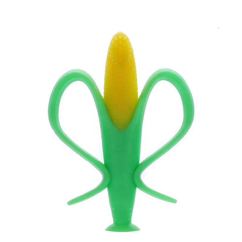 Flexible And Bite Resistant Silicone Training Toothbrush With Corn Shaped Design For Newborn Silicone Teether