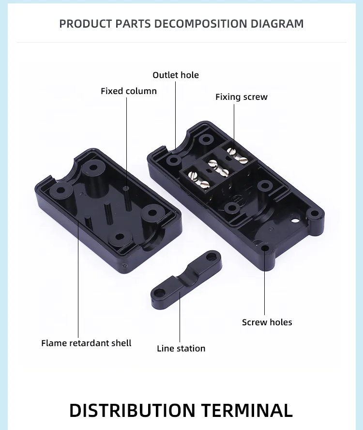 OEM Household Electrical Black White Terminal Connecting Box Customization Wire Protection IP54 Waterproof Cable Junction Box