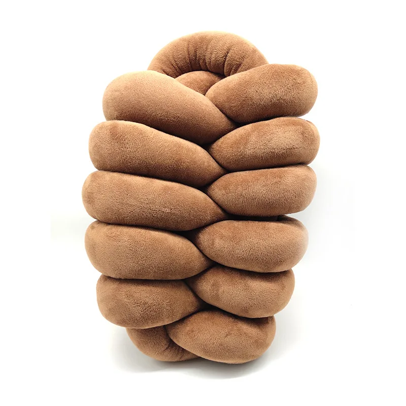 New Color Wholesale Stuffed Handmade Throw Pillow Pink Grey Plush Ball Knot Cushion For Home Decor