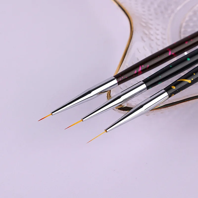 3pcs/Set Acrylic French Stripe Nail Art Line Painting Pen 3D Tips Manicure slim Line Drawing Pen UV Gel Brushes Painting Tools