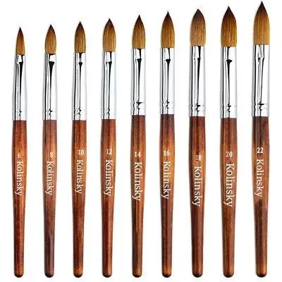 New Synthetic Kolinsky  Brush Nail Art Liner Brushes Dual Ended 3d Nail Art Brush Set Rose Gold Metal Handle