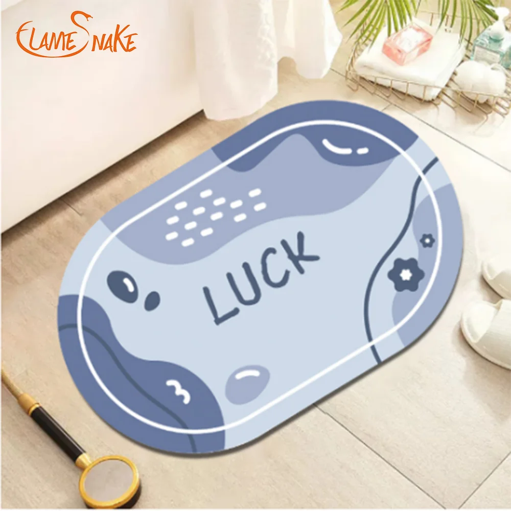 Custom sized oval bathtub diatomaceous earth absorbent floor mat