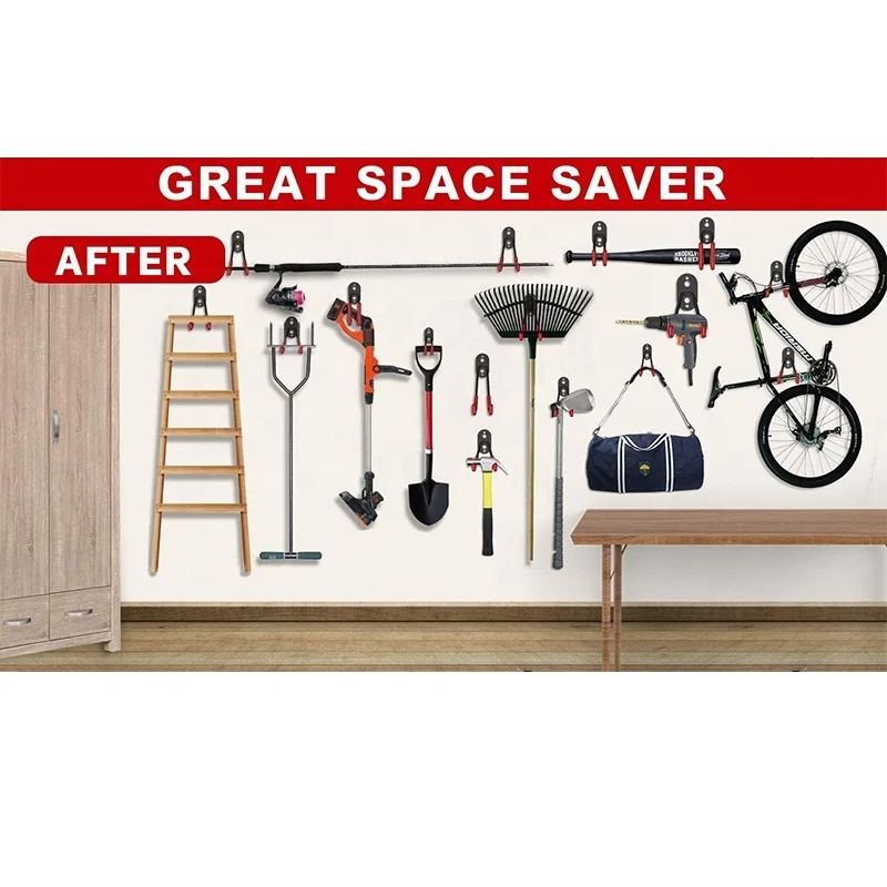 Garage Wall Steel Garage Storage Utility Double Hooks Heavy Duty Wall Mount Hanging Metal Wall Hooks