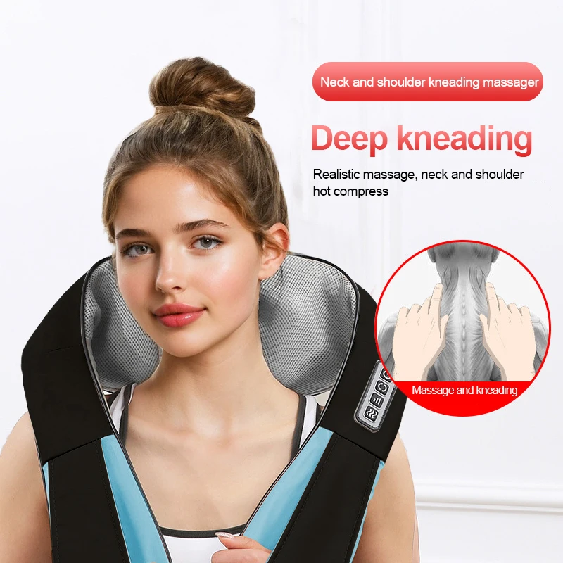 Electric Deep Tissue Shoulder Massager  Pillow 3D Kneading Shiatu Back and Neck Massager for Shoulder, Leg, Body