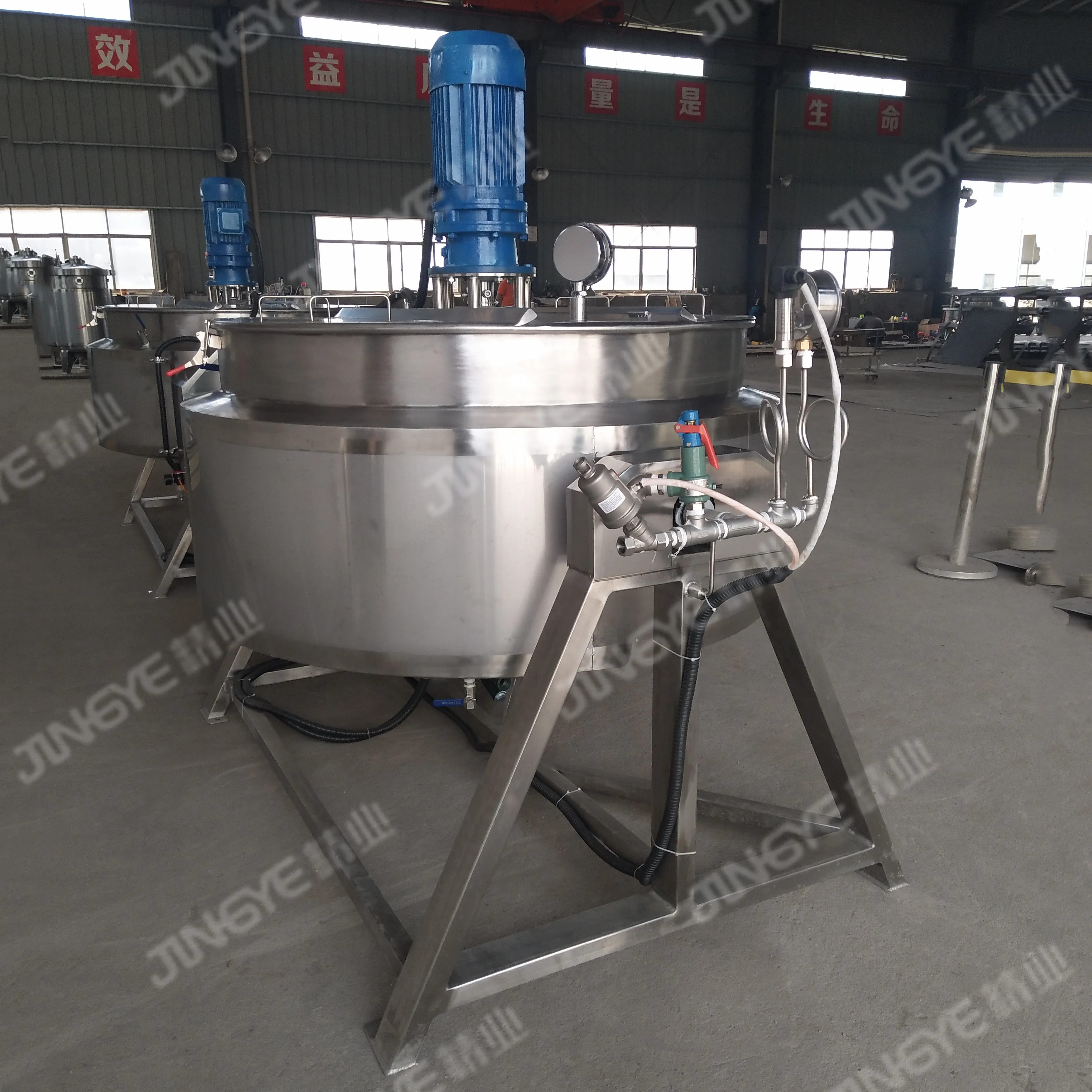 Auto Tilt Steam Jacket Kettle Large LPG Cooking Equipment Jam Cooking Machine Sauce Making Machine