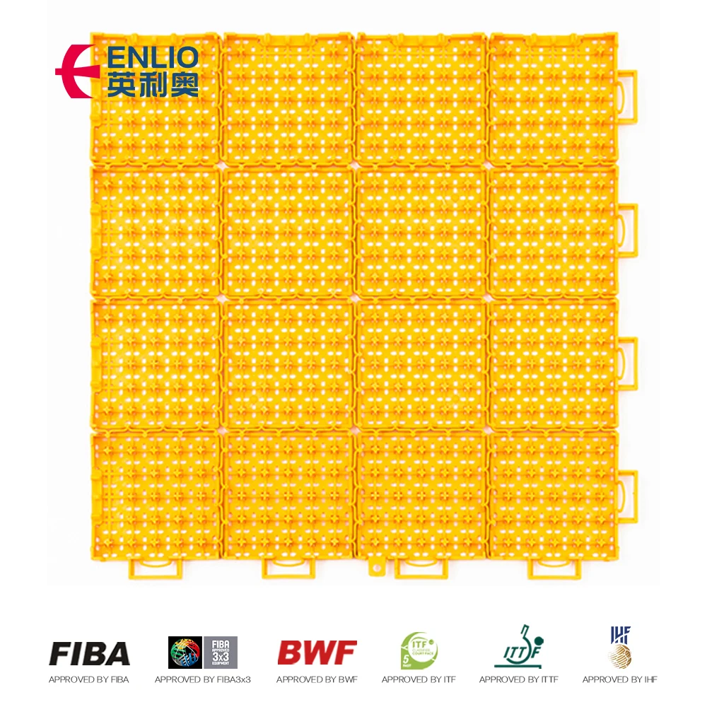 Enlio FIBA Approved Basketball Flooring Wood Interlocking Plastic Flooring Basketball Court Outdoor Plastic Rubber Tiles
