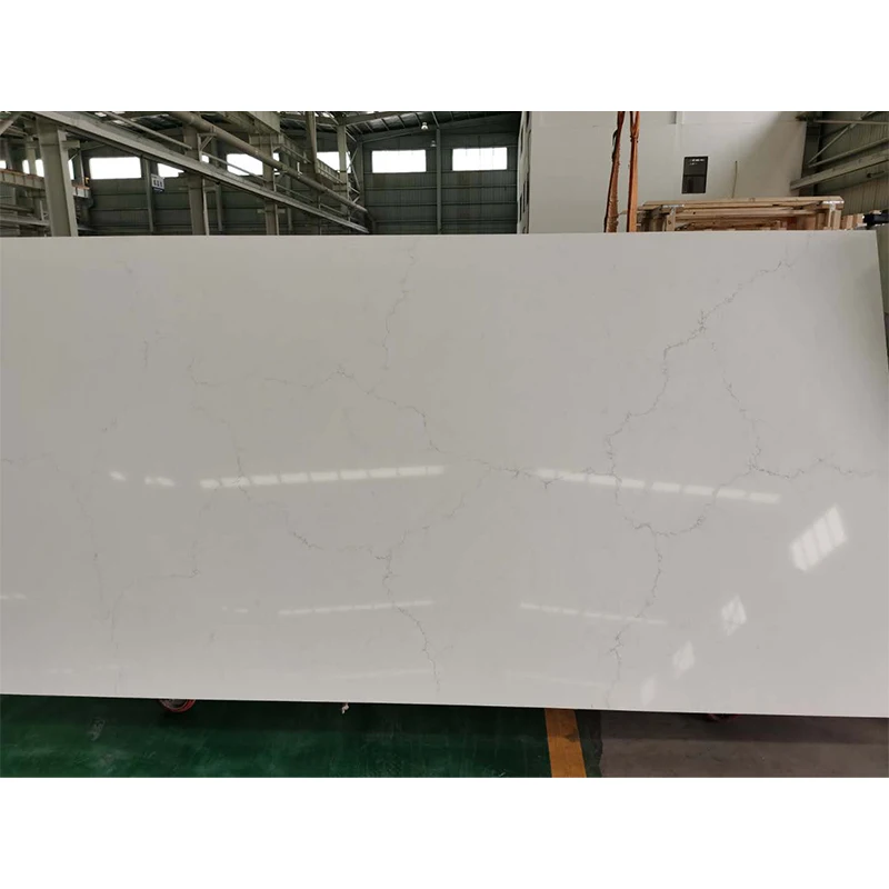 Calacatta Engineered Modern Quartz Stone Big Slabs White with Grey Vein Artificial Quartz Stone Slabs for Living Room Deco