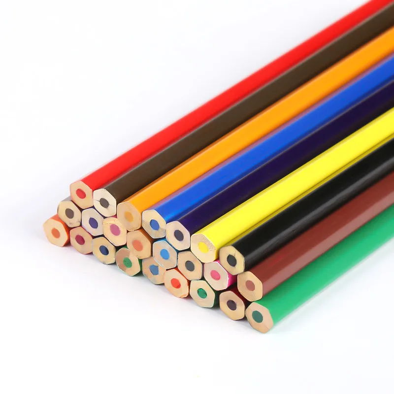 Natural Wood Rainbow Colour Pen Drawing Colored Pencils Set for Kids 24 Color Pencil