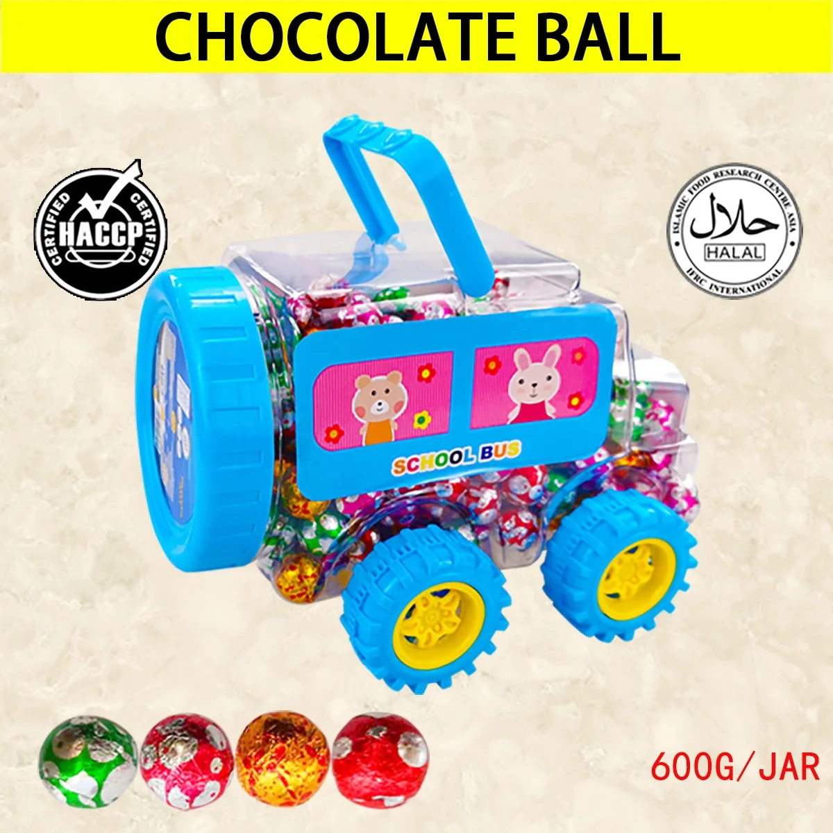 Child favorite Delicious Halal Candy Football Shaped Chocolate multicolour Round Choco Balls