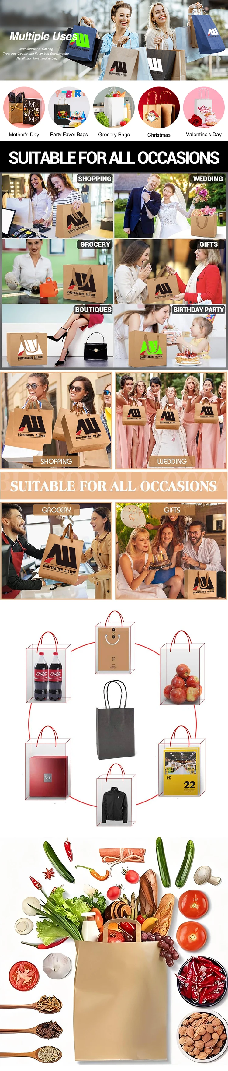 Ultra-Thin Paper Bags Shopping Bags Recyclable Paper Bags Customized Printed Logo Colorful