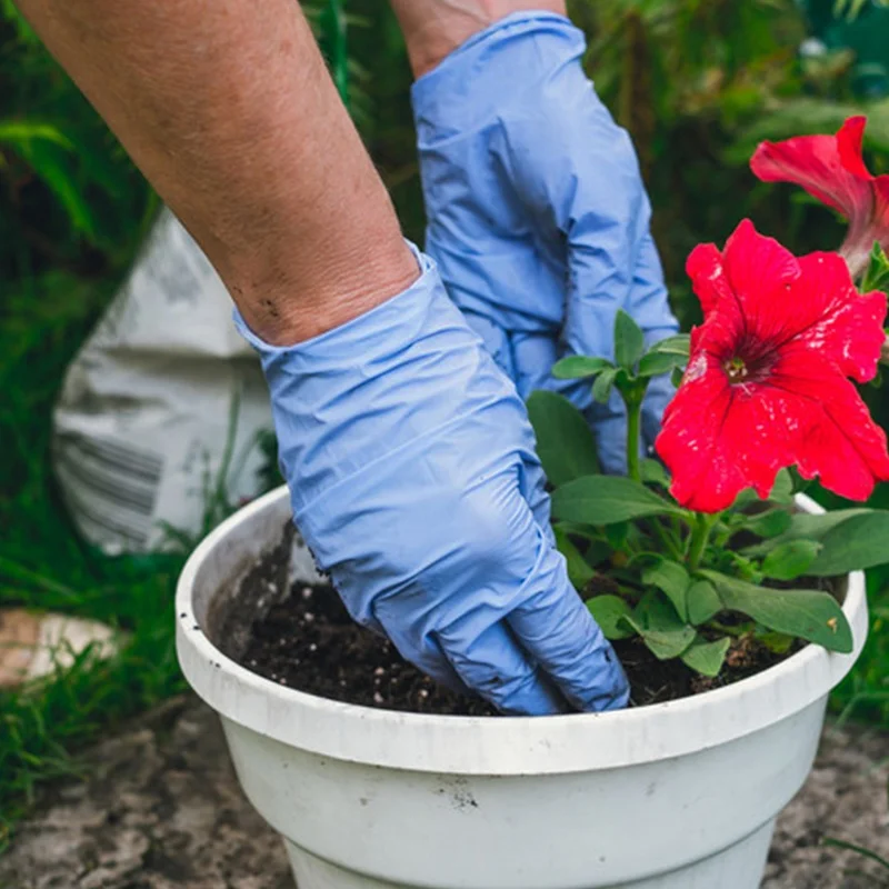 100PCS/Box Nitrile Gloves Chemical Resistance Waterproof Gloves Powder Free Disposable Ice Blue Nitrile Gloves for Gardening