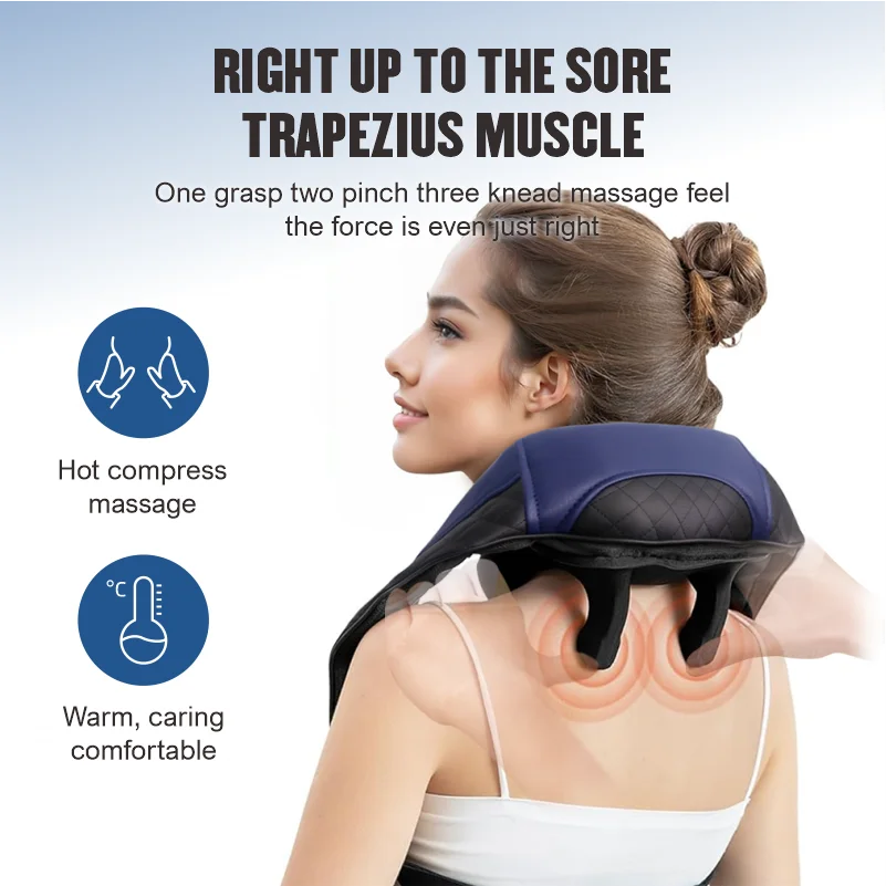 100% Original Massager Of Neck Kneading Shiatsu Shoulder Massager Shawl for Neck and Shoulders Body Muscle Pain