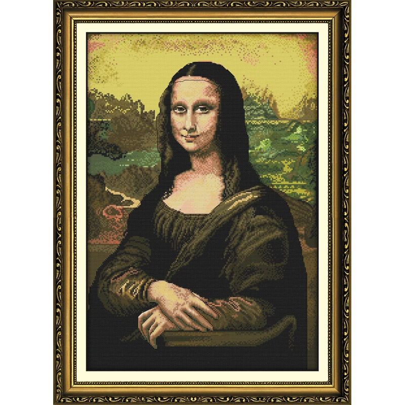 Classic Mona Lisa Figure Portrait Cross Stitch Needlework DIY 11CT Printing Cross Stitch Sets For Embroidery Kits