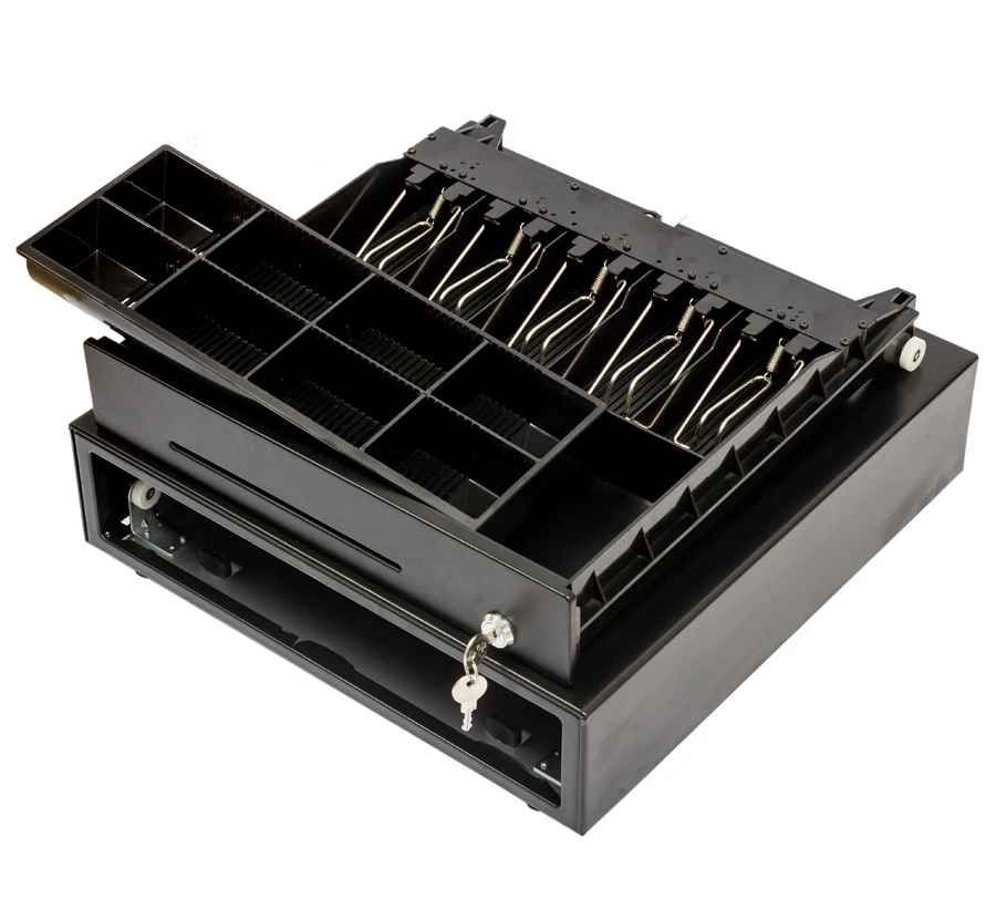 KER-410 4/5 Bills 8 Coins Metal Cash Box Pos System Cash Register Cash Drawer With Hidden Cable Slot