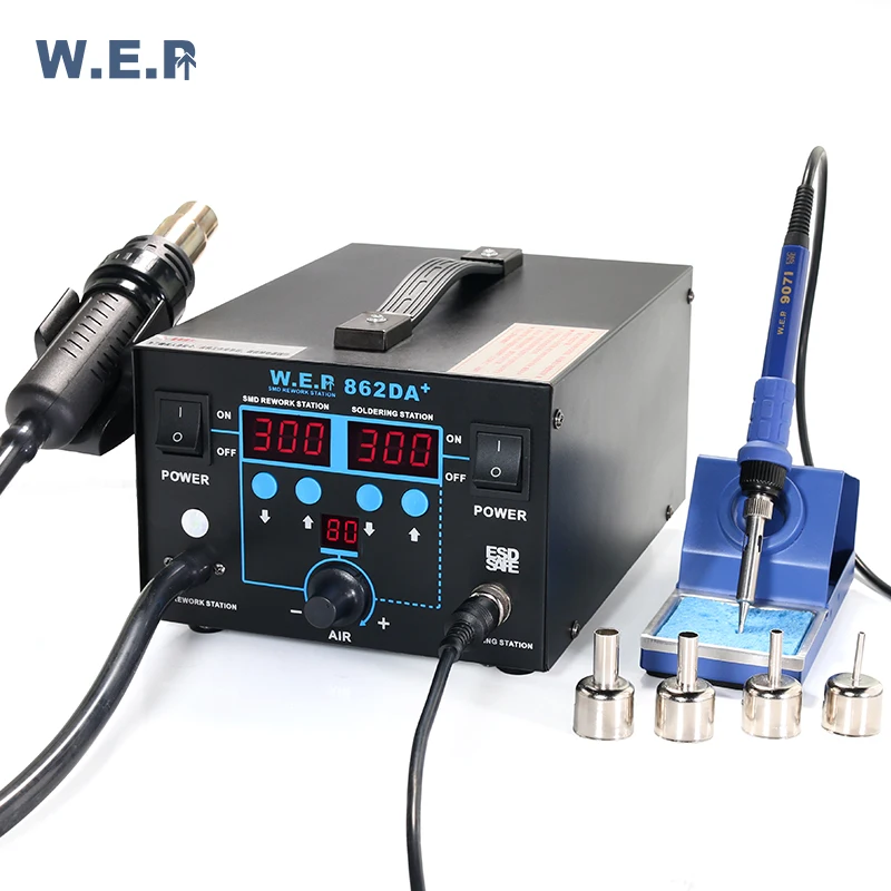 WEP 862DA+ 2 in1 hot air heat soldering iron SMD rework station